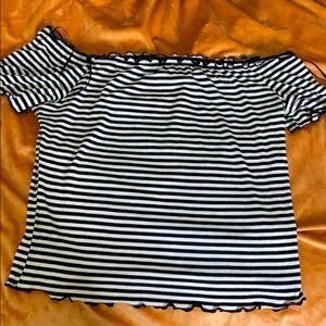 Off the shoulder striped crop top